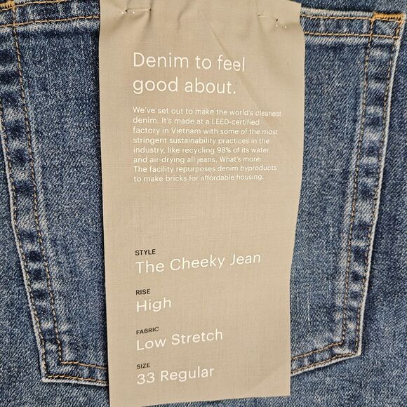 NWT Everlane Women's The Cheeky Jean High Rise Low Stretch 33 Regular Raw Hem - Picture 5 of 8